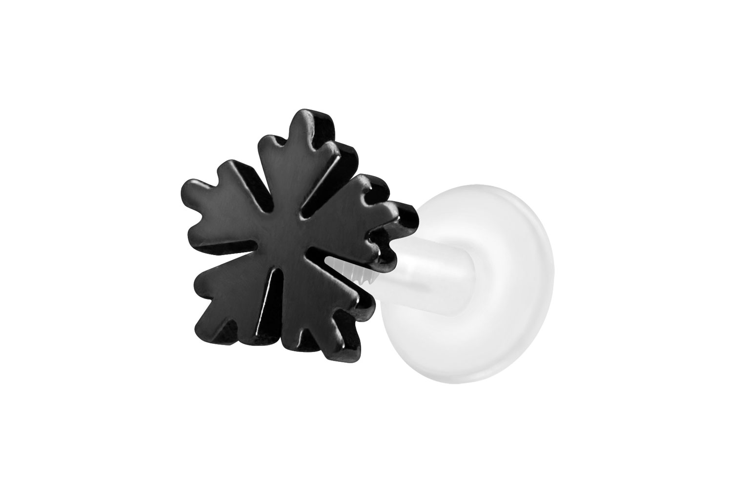 PTFE Labret Piercing mit Innengewinde + Titan-Aufsatz SCHNEEFLOCKE